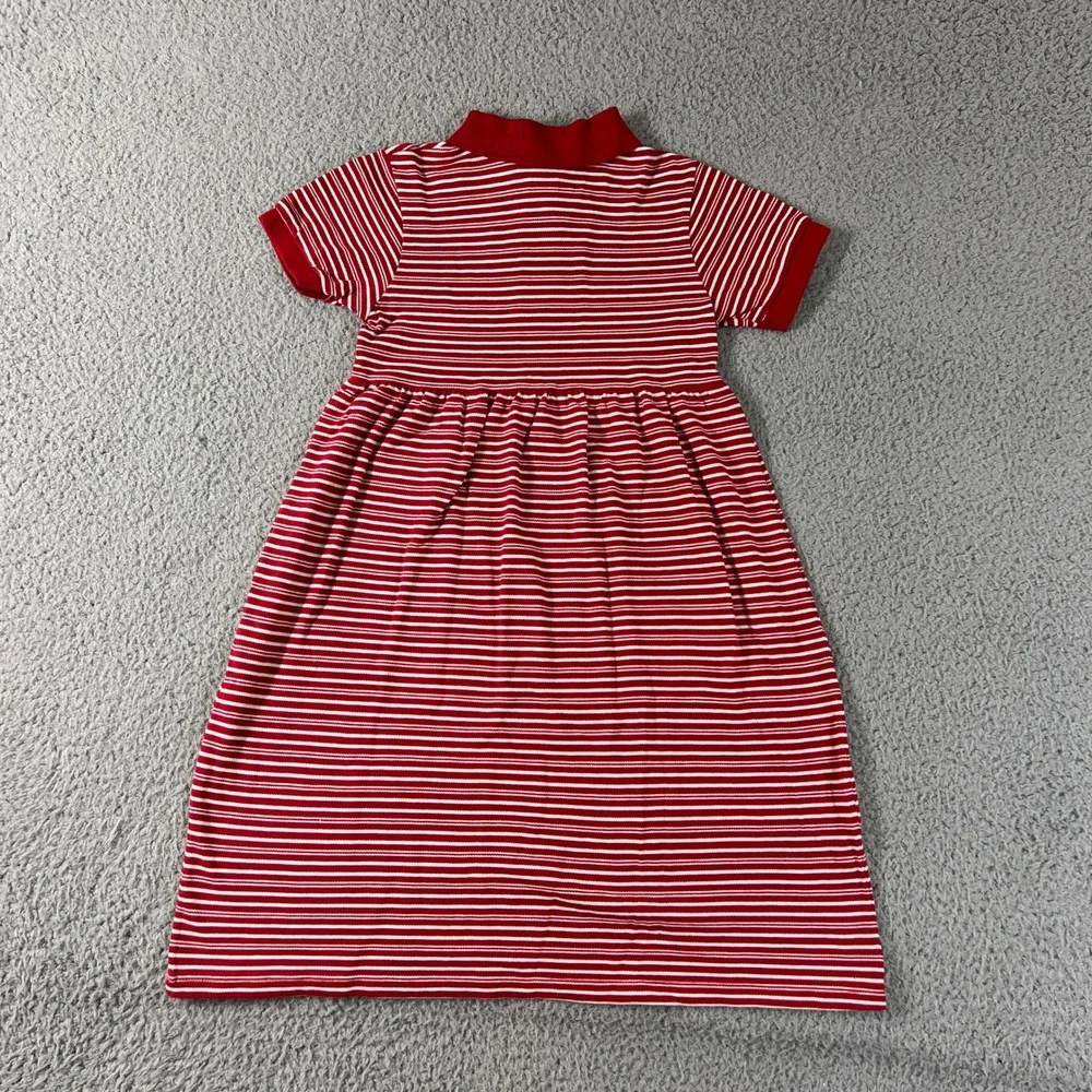 Ralph Lauren Polo Dress Girls 6 Red White Striped Short Sleeve Cotton Pony Logo